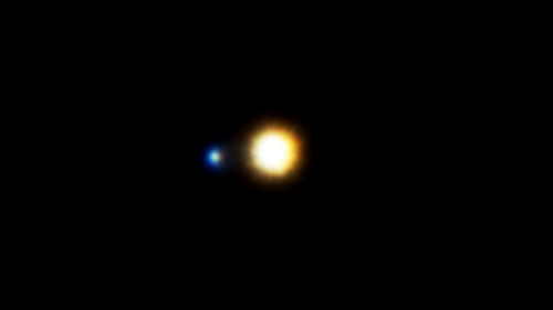 Двойная звезда Аламак в телескоп.