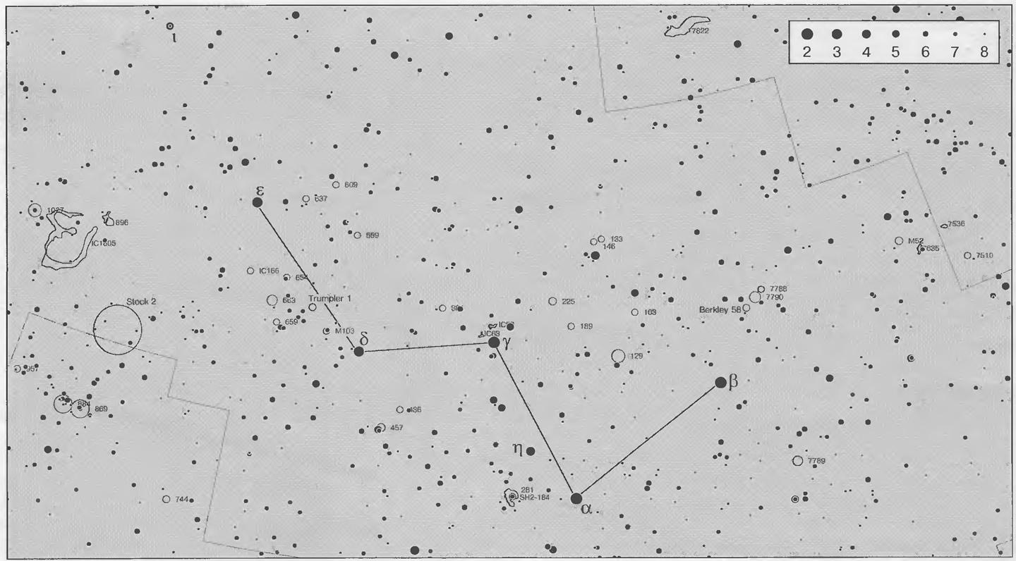 Схема созвездия Кассиопея