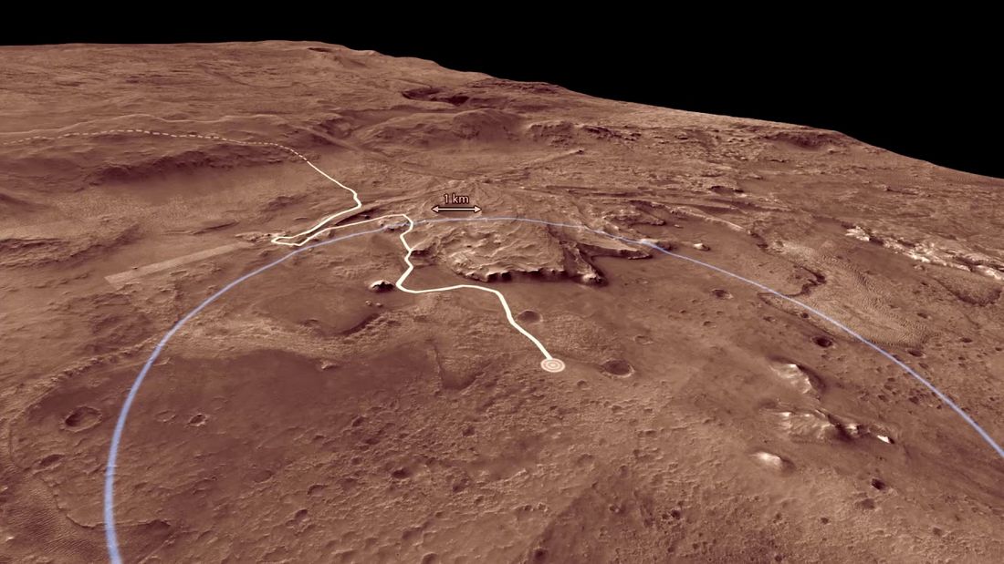 Планируемый маршрут ровера "Марс-2020"